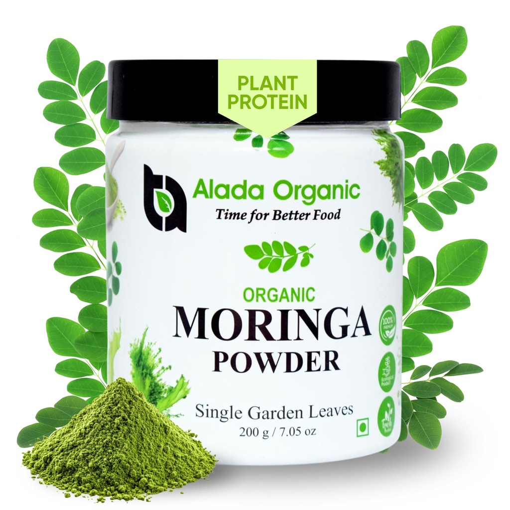 Moringa Powder Organic Certified Moringa Leaf pulver, Moringa Oleifera - rik på antioksidanter og immun vitamin, Supermat for Moringa Te, Moringa Drink, India Voksen, Vegan -7.05 OZ