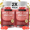 Toplux Apple Cider Vinegar Gummies - 1000 mg ACV med B12, Beet Root, Pomegranate for immunsystem, Detox & Cleanse, Gummy Alternativ til Apple Cider Vinegar Capsules, for menn 2X Pack
