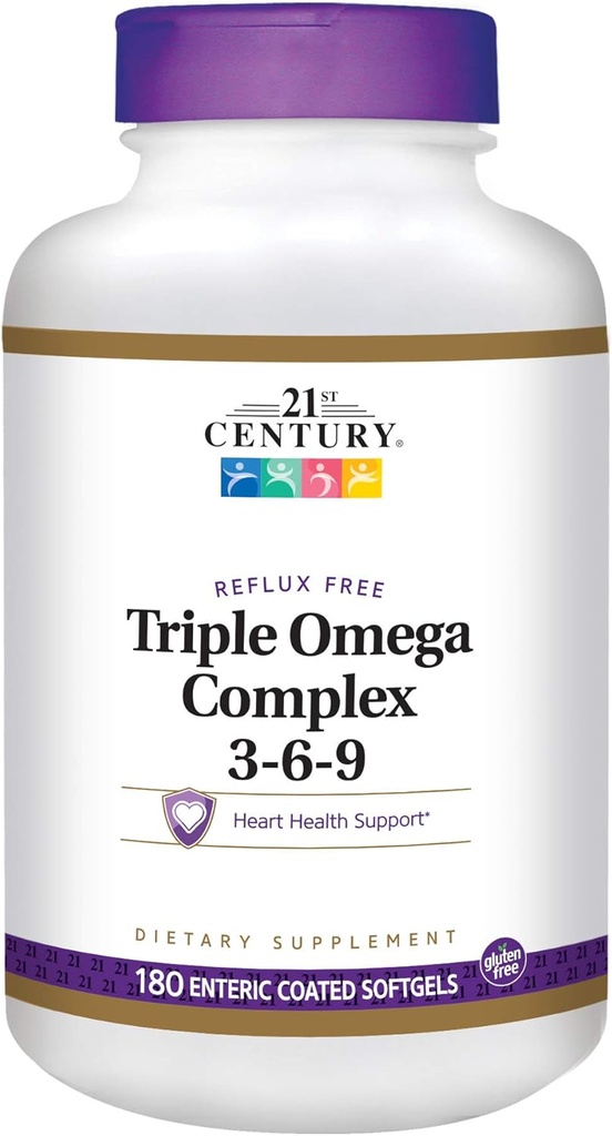 Kosttilskudd Triple Omega Complex 3-6-9 Enteric Coated Softgels, 180-fylke flasker (pakke med 2)