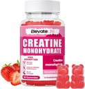 ElevateLife Kreatin Monohydrat Gummies 5000mg for menn og kvinner, Chewables Kreatin Monohydrat for muskel styrke, Muskelbuilder, Energiøkning, Pre-Workout Supplement(90 greve)-Strombær