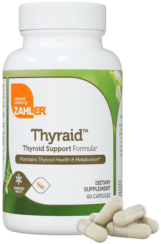 Zahler Thyraid - Thyroid støttekompleks med jodin, sink, L-tyrosin, Ashwagandha, Forskholii - ren Thyroid støtte for kvinner og menn - Kosher Glutenfri ikke-GMO Thyroid Supplement (60 kapsler)