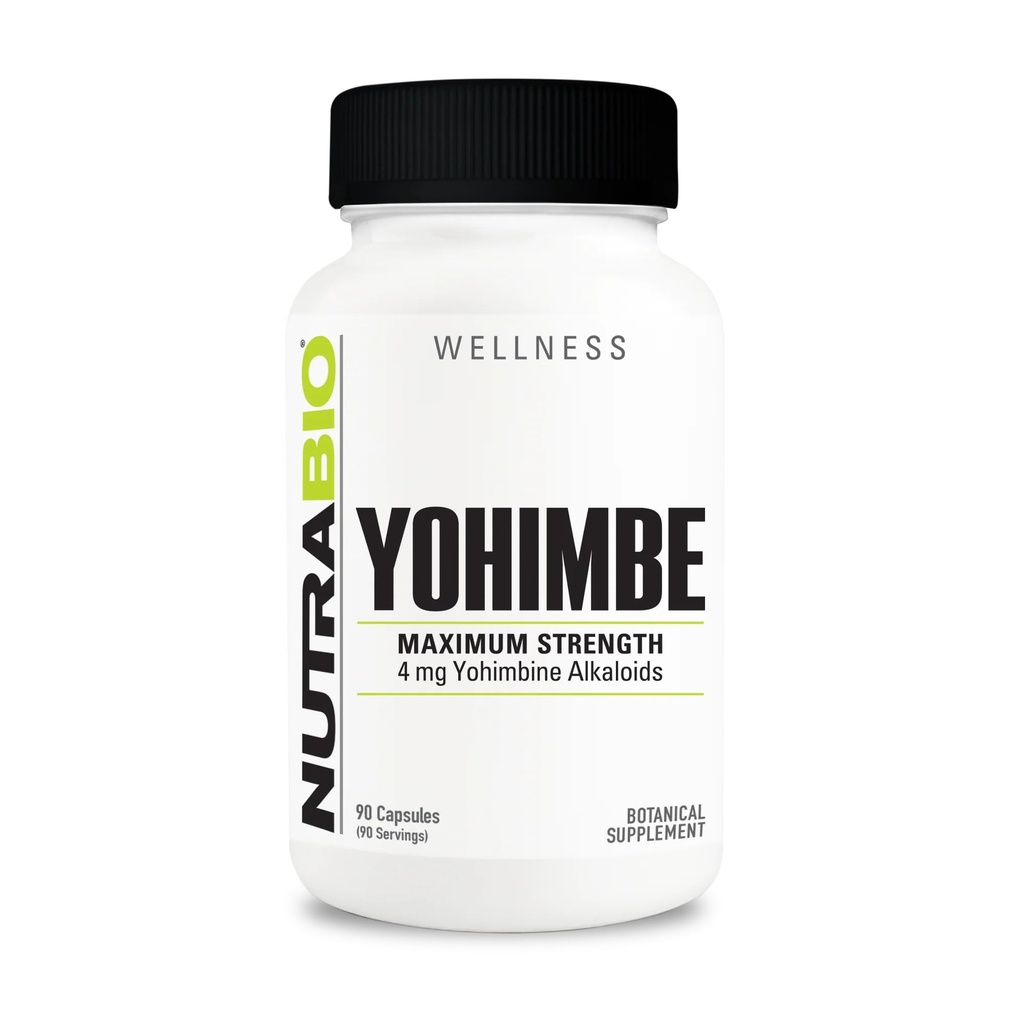 NutraBio Yohimbe Bark Extract Supplement for menn og kvinner, 4mg, 90 Grønnsaker kapsler
