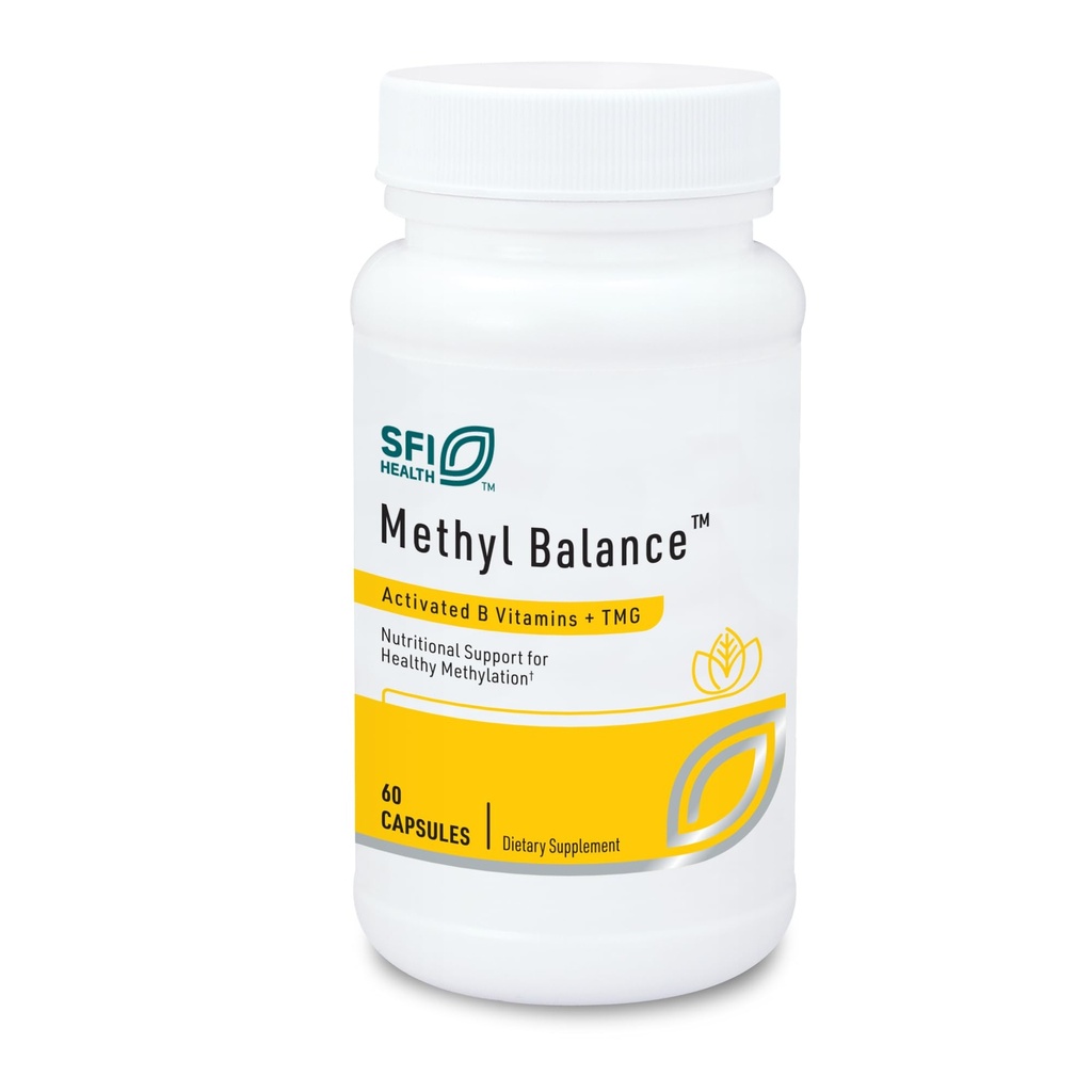 Klaire Labs SFI Helse Metyl Balance - Aktivert vitamin B + Trimethyglycin Supplement - Metafolin Metyl Folat, Betain TMG, vitamin B2, B6 & 12 - Støtte sunne energinivåer (60 kapsler)