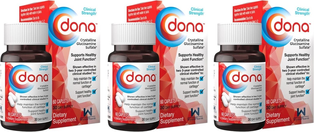 DONA Crystalline Glukosaminsulfat 60 kapell (3 pakke)F