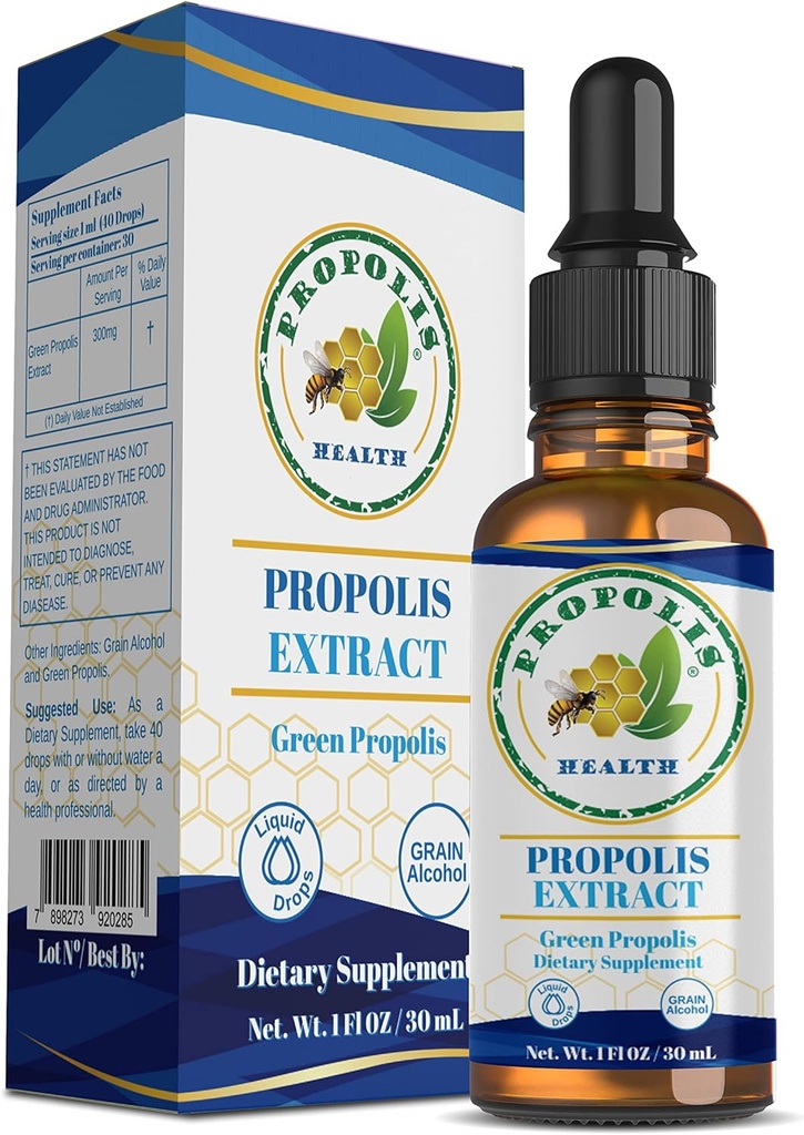 Propolis helse - Bee Propolis Extract - Brasiliansk Bee Propolis - 30 dagers forsyning - Propolis flytende Supplement - Propolis Drops