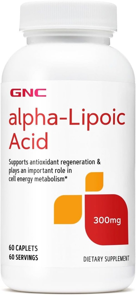 GNC Alpha-Lipoic Acid 300mg, spiller en viktig rolle i celle energimetabolisme, 60 telling