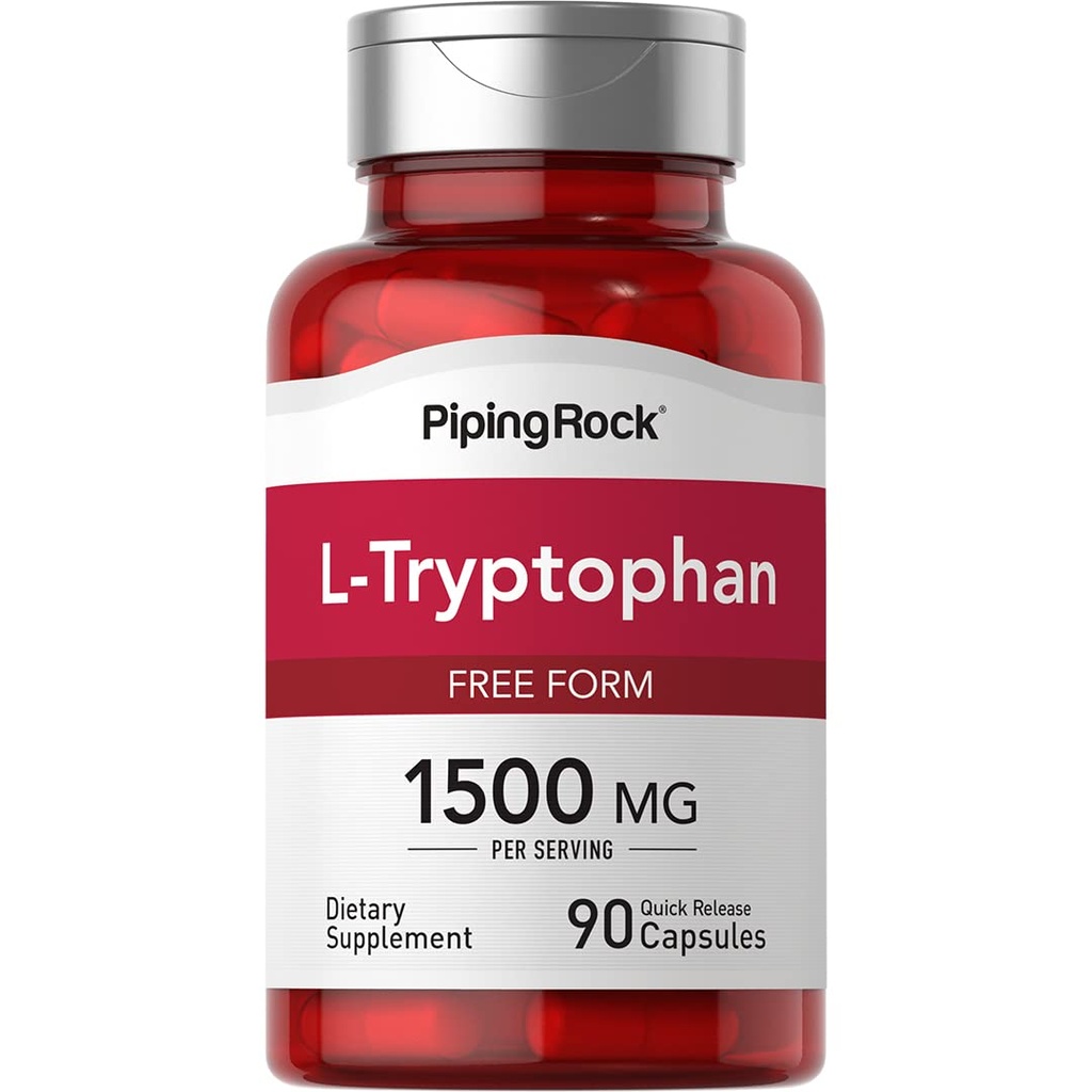 Piping Rock L-Tryptofan 1500 mg | 90 kapsler | Gratis skjema | Ikke-GMO, Glutenfri kosttilskudd