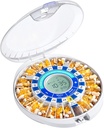 Daviky Automatic Pill Dispenser for eldre med alarm, 28-dagers elektronisk låst pille Box, lyd og lys påminner for medisinering, vitaminer og kosttilskudd (blå)