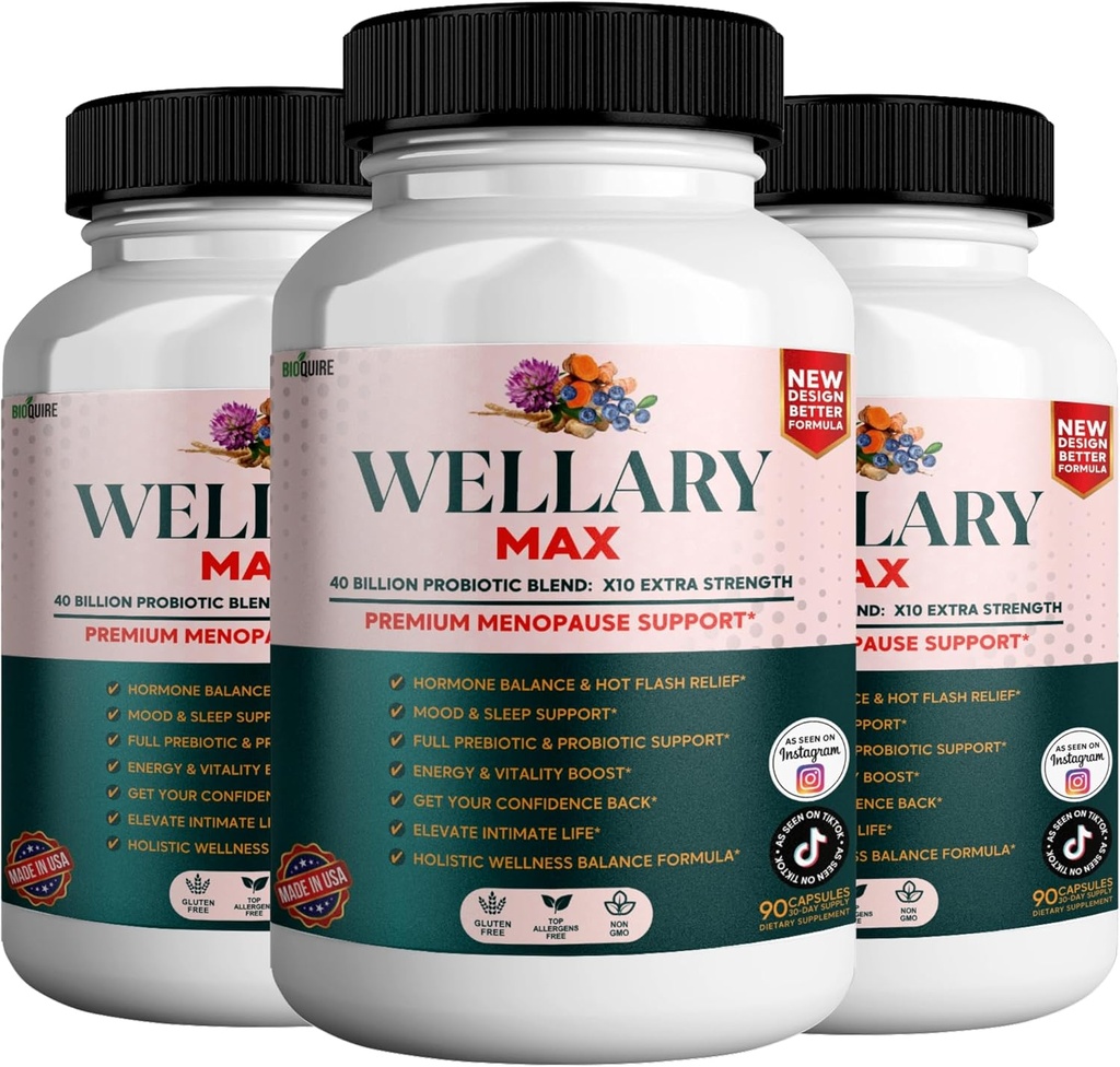 Wellary Max Menopause støtte Supplement, 40 milliarder CFU Probiotic blanding, 90 kapsler (3)