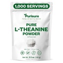 Purisure L-Theanine pulver, 100 g, ren L teanine pulver som fremmer avslapning og fokus, kosttilskudd for kognitiv funksjon, ingen fyllstoffer, ikke-GMO, 1000 serveringer