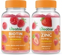Livbar Biotin + Zinc 50mg, Gummies Bundle - Great Tasting, Vitamin Supplement, Glutenfri, GMO Gratis, Chewable