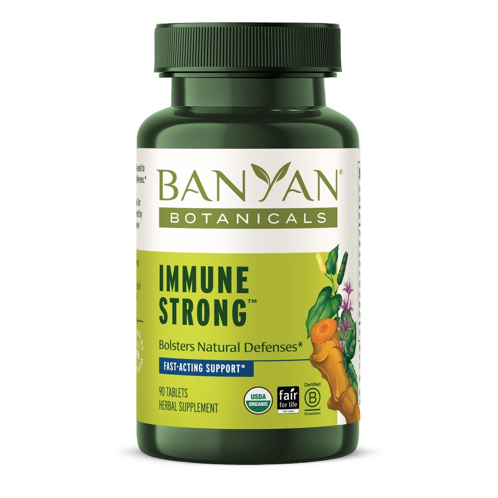 Banyan Botanicals Immune Strong - Økologisk Supplement med gurkemeie og tulsi - ayurvedisk immunformel som støtter kroppens naturlige forsvarsverk* - 90 tabletter - ikke-GMO Sustainablely Sourceed Vegan