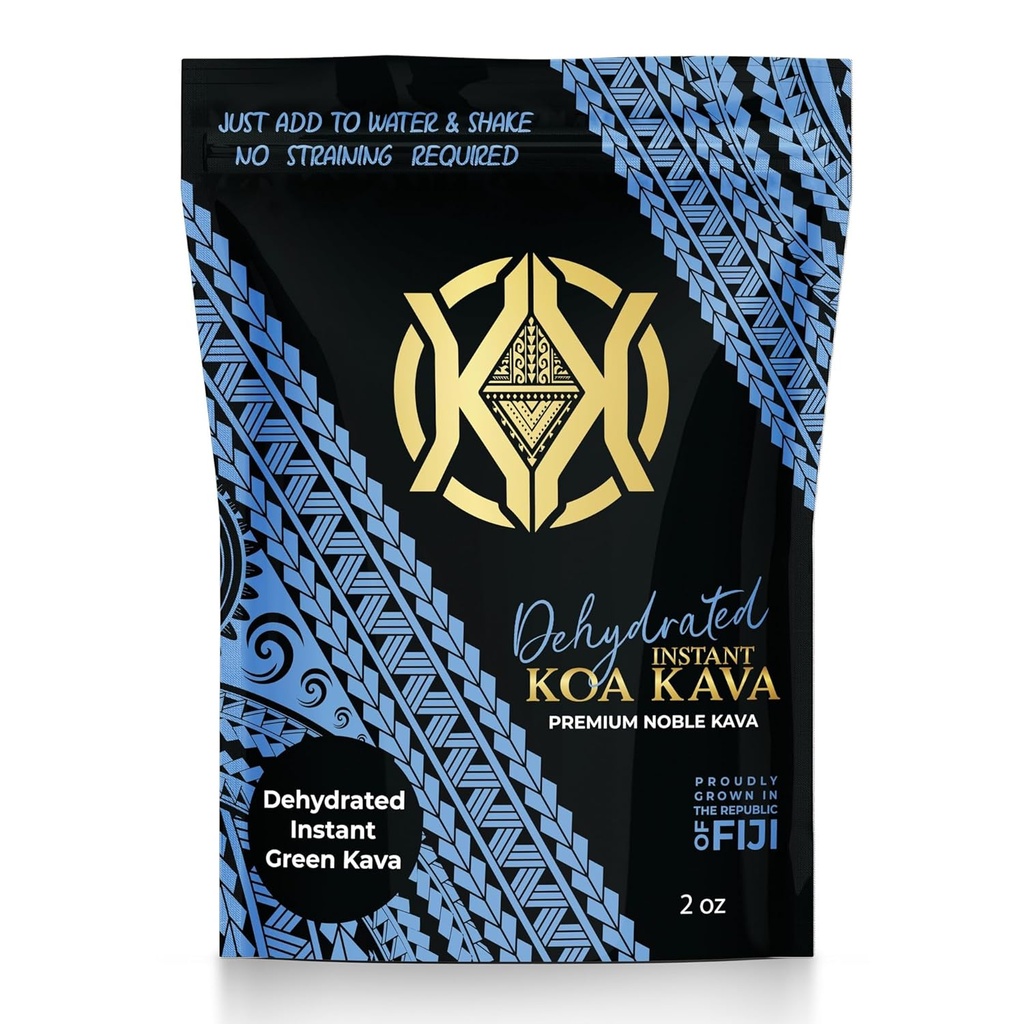 Koa Kava Dehydrert Instant Kava - 100% Dehydrert Instant Green Fijian Kava Root Powder, 2 oz(56g)