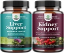 Bundle of Liver Cleanse Detox & Reparasjon - Silymarin Melk Thistle Supplement med Dandelion Root, Choline, Beetroot & Artichoke Extract og Njure støtte med Uva Ursi, Stinging Nettle & Astragalus