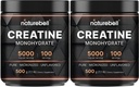 NatureBell 2 Pack Kreatin Monohydrat Powder 500g, 5000mg Per Serving | Mikronisert, ren og uovertruffen | Pre-Workout Muskelstøtte | Keto, Vegan, Fillerfri | 200 serveringer (2,2 lb)
