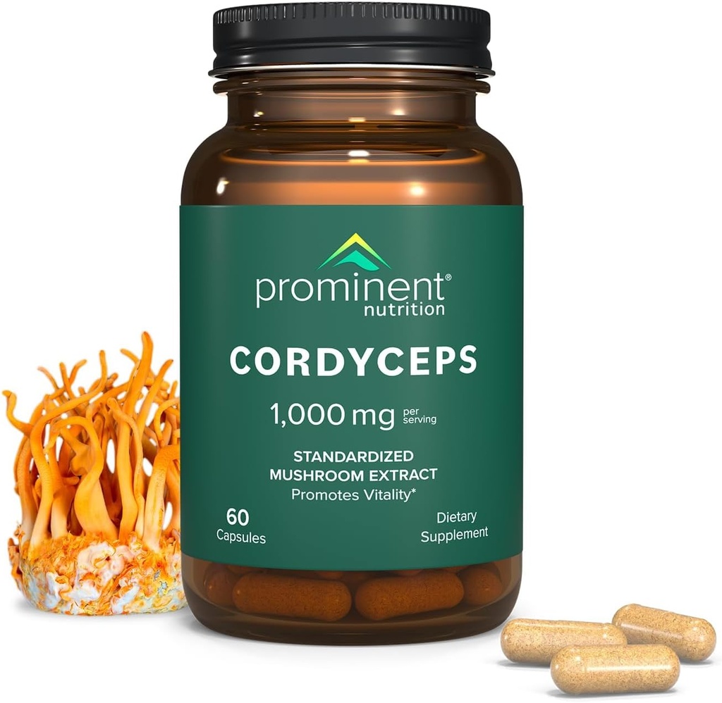 Prominent ernæring Cordyceps Supplement - fremmer vitalitet - 1000 mg, 60 greve