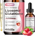 Liposomal glutation flytende dråper, glutation flytende kosttilskudd, aktiv form L-glutatione, med vitamin C, lever detox, antioksidant for anti-aldring, immun og rengjøring, Jordbær Flavor, 2 FL.OZ