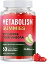 Metabolisme Gummies med Apple Cider Vinegar ® Energi, Digestion & Lean Body Mass Support ® Apple Cider Vinegar Gummies med Moren, B12 & Folate | Metabolisme støtte for kvinner og menn ® 60 Ct.