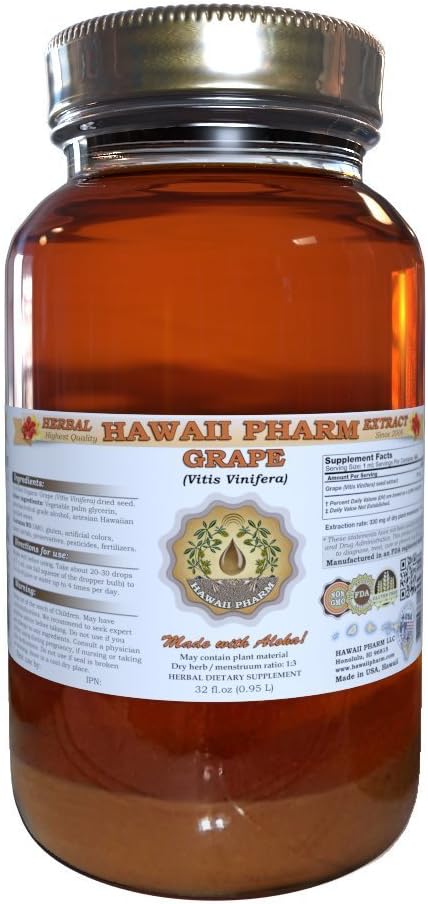 Grape flytende ekstrakt, grape (vitis vinifera) frø tinktur Supplement 32 oz ufiltrert
