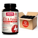 Jarrow Formler Ultra Styrke Metyl B-12 5000 mg & Metyl Folat 800 mg + P-5-P, Supplement for cellulær energimetabolisme og kardiovaskulær støtte, 60 Chewable tabletter, 60 dagers forsyning, 12 pakker