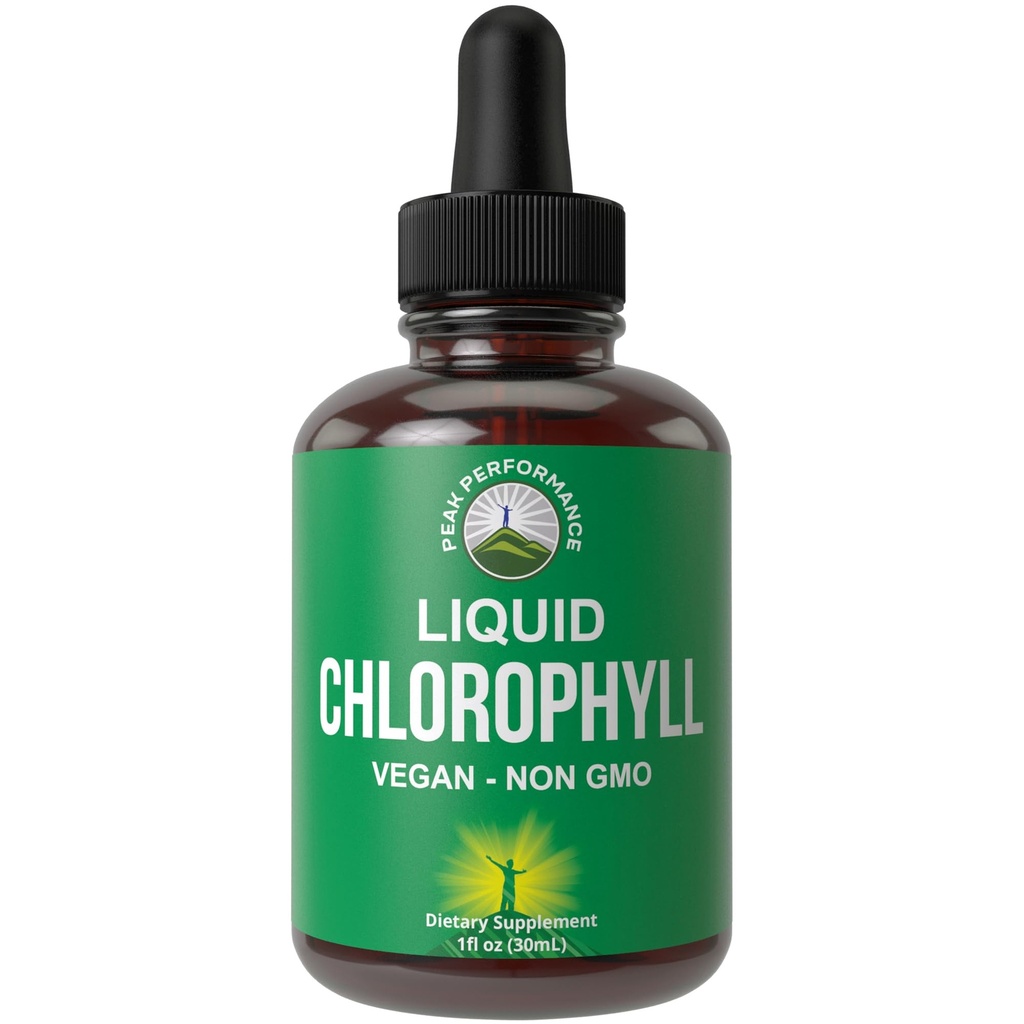 Klorofyll flytende dråper - Ultra høy renhet, alkoholfri, ikke-GMO, Glutenfri flytende klorofyll drops Supplement. Ta med vann. Intern Deodorant + hudpleie, immunforsvar og digestiv støtte