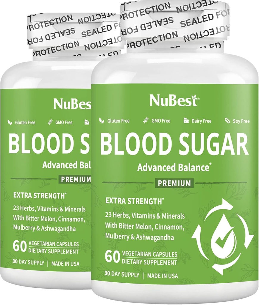 Blodsugar - Avansert formel med Bitter Melon, Ashwagandha, Cinnamon, Chromium, Magnesium, Vitaminer, Alpha Lipoic Acid, Cayenne Pepper & Mer