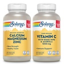 SOLARAY Kalsium Magnesium Sink og tidsbestemt frigjøring vitamin C - Bein Helse, Immunstøtte Bundle, 1000 mg Kalsium, 500 mg Magnesium, 1000 mg Vitamin C Supplement, Vegan, 60-dagers garanti, 275 Vegkaps Hver