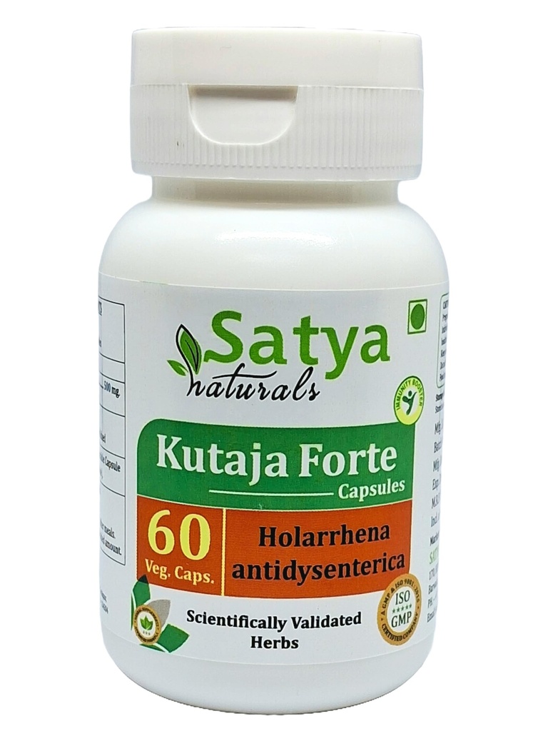 Kutaja Forte Kapsler 500 mg. 60 Veg. Kapsel | Kutaja (Holarhena Antidysenterica) ekstrakt Kapsler for menn og kvinner | Ayurvedic Herbal Supplement/Remedier | 10:1 Forte (1 flaske 60 Kapsler)