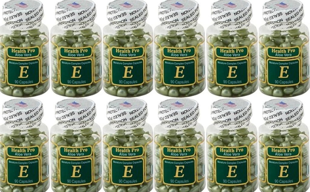 Nu-Health Aloe Vera Moisture Complex Vitamin E olje for huden ® 90 Kapsler Topisk serum for Hydrated Silky Skin ® Pakke med 24