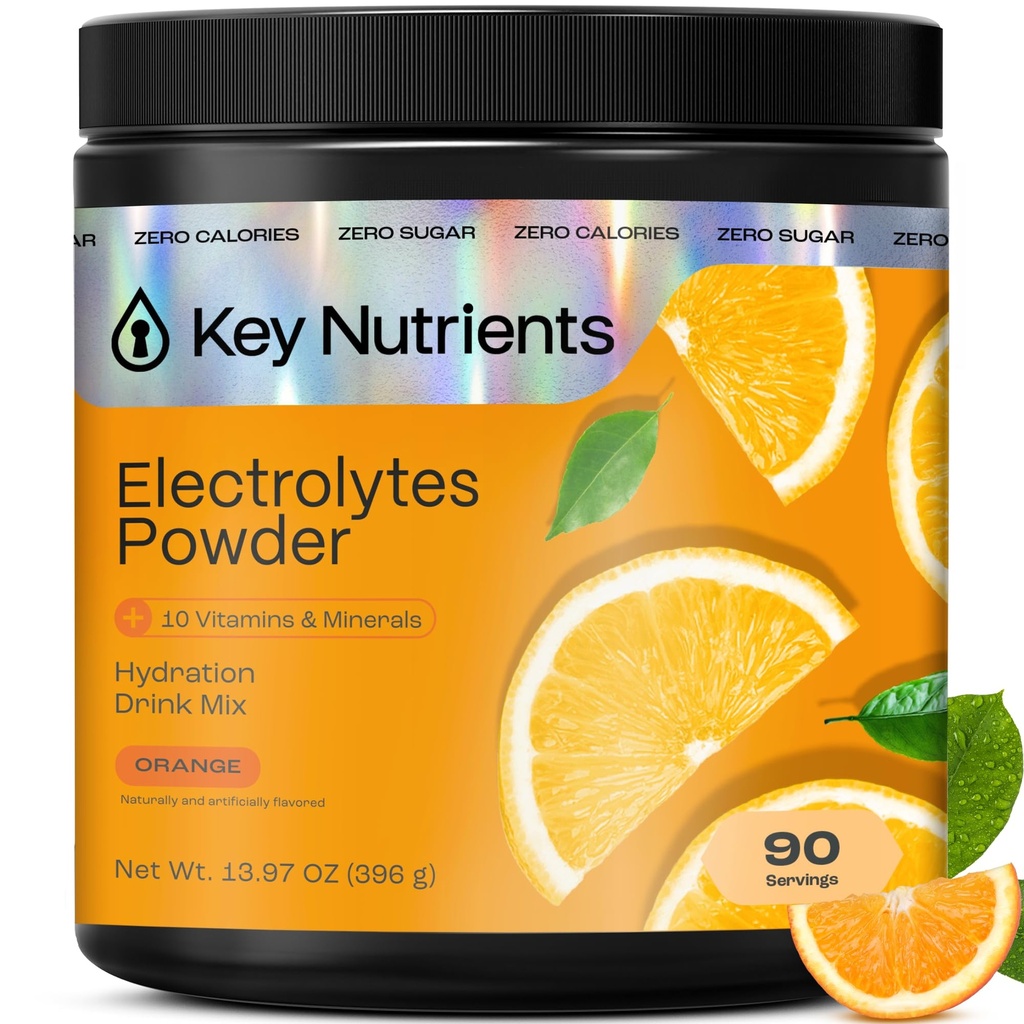 KEY NUTRIENTS Multivitamin Electrolytes pulver Ingen sukker - Tangy Orange Electrolyte pulver - Endurance & energi Supplement - Hydration pulver - Ingen kalorier - 90 serveringer - laget i USA