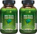 Irwin Naturals Melk Thistle Lever Detox - 60 Flytende Soft-Gels, Pakke med 2 - Støtter Liver Helse med Dandelion, Artichoke, Turmeric & Green Beet Root - 60 Total Services