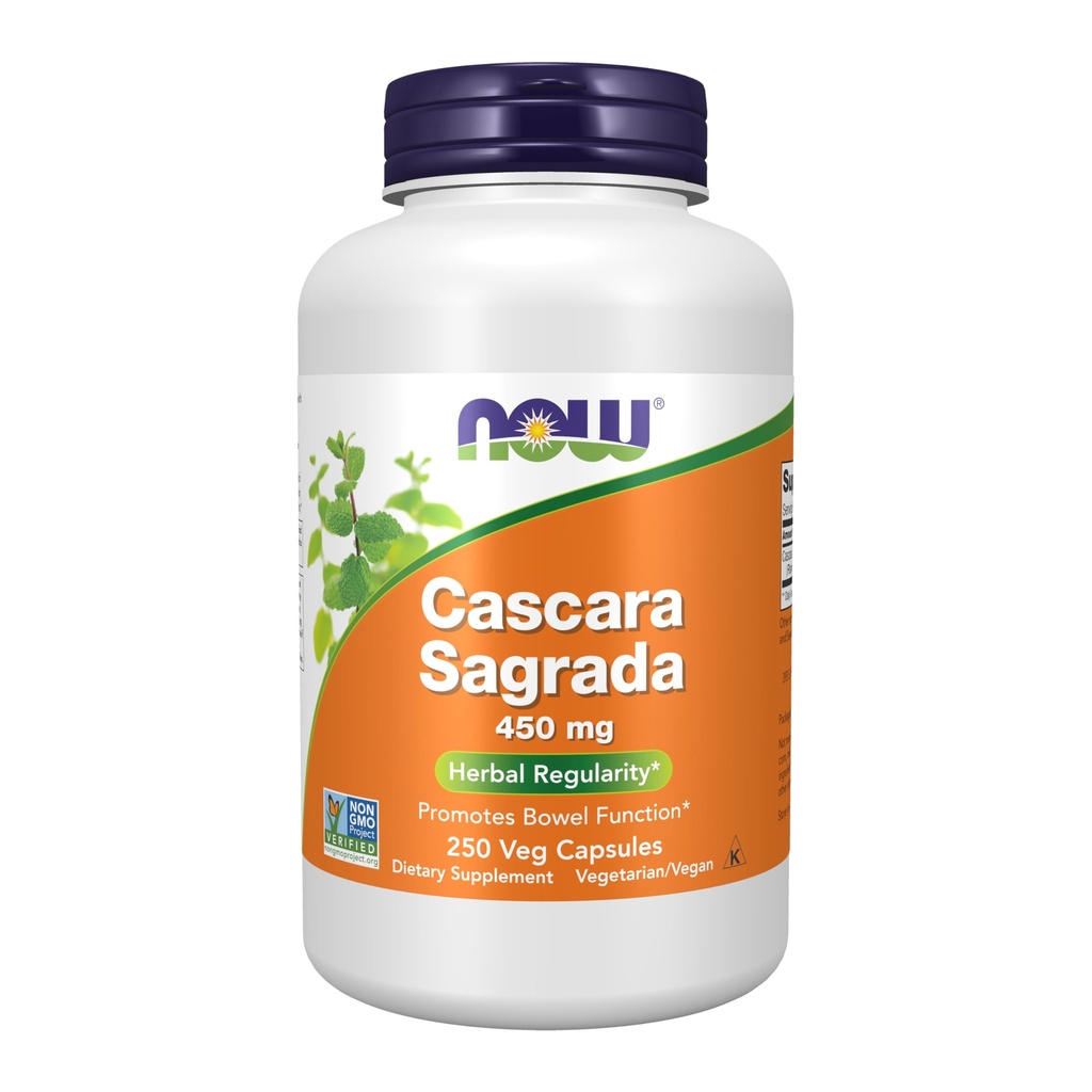 NU Mattilskudd, Cascara Sagrada (Rhamnus purshiana) 450 mg, Herbal Regularity*, 250 Veg Kapsler