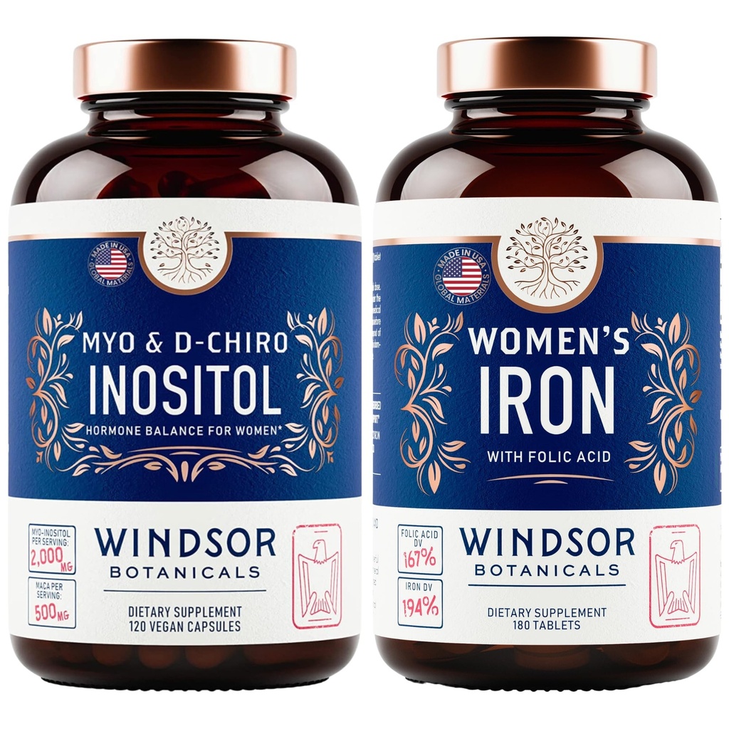 Inositol og kvinners jerntabletter Fertilitet og Graviditet Støtte Bundle av Windsor Botanicals