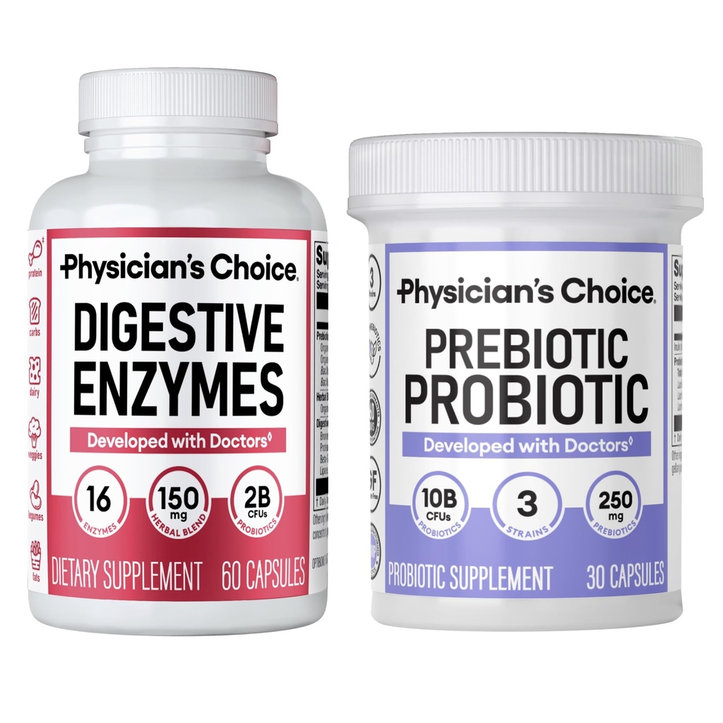 Legens CHOICE Prebiotic-Probiotic + Digestive Multi-enzymer 60CT - Digestive Health Bundle