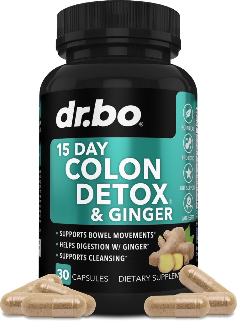 Colon Cleanser Detox for Vekt Flush - 15 dagers Colon Cleanse piller med Ginger - Rask naturlig laxativ, meridian relief, Bowell bevegelse kosttilskudd for intestinal mage Bloating Gut Taps Support
