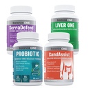 Balanse ONE-i-l Bundle-probiotikum, CandAssist, Liver One, SerraDefend ® 15 milliarder probiotiske | Naturlig rensing med Caprylsyre | Liver støtte med melk Thistle ® Systemisk Enzym blanding