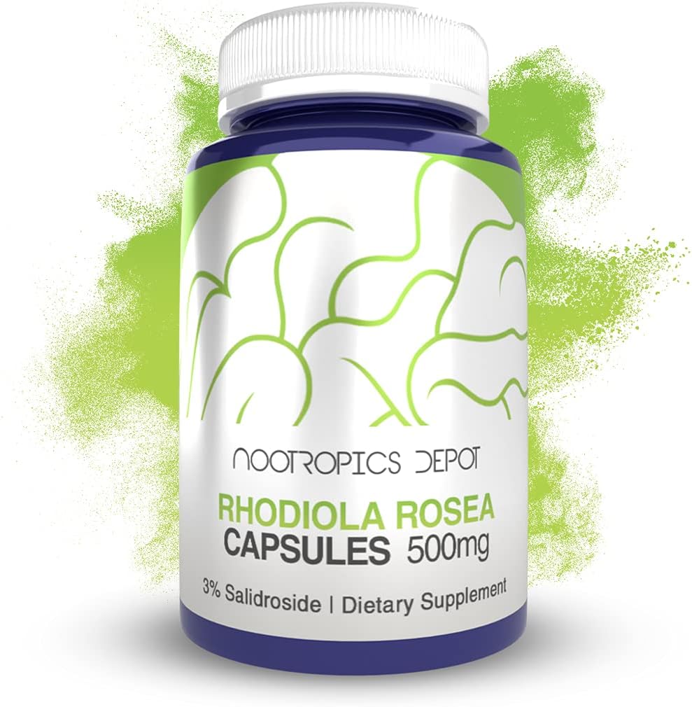 Rhodiola Rosea Capsules | 500mg | 3% Salidroside | 120 greve | Adaptogen Herb | Ayurvedic Supplement | Støtter Sunn Stress Nivåer |