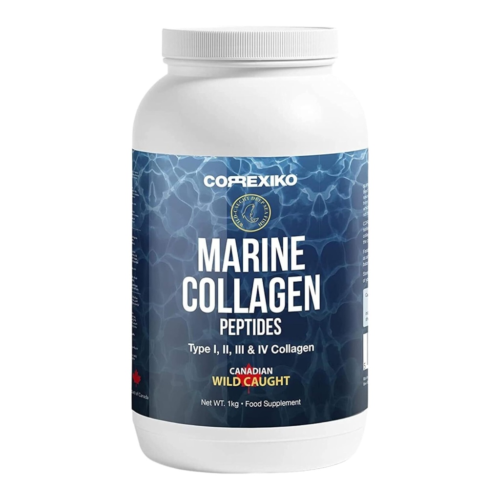 Hydrolysert Marine Collagen Peptides pulver. Kanadisk Wild-Caught Fisk Skin (ikke skjeler)-Colageno Hidrolizado en Polvo-Vital Protein Supplement for hud, hår, ledd og digestion, Marine pulver (1kg)