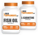 BulkSupplements Fish Oil 1000mg Softgels + L-karnitinske kapsler Bundle