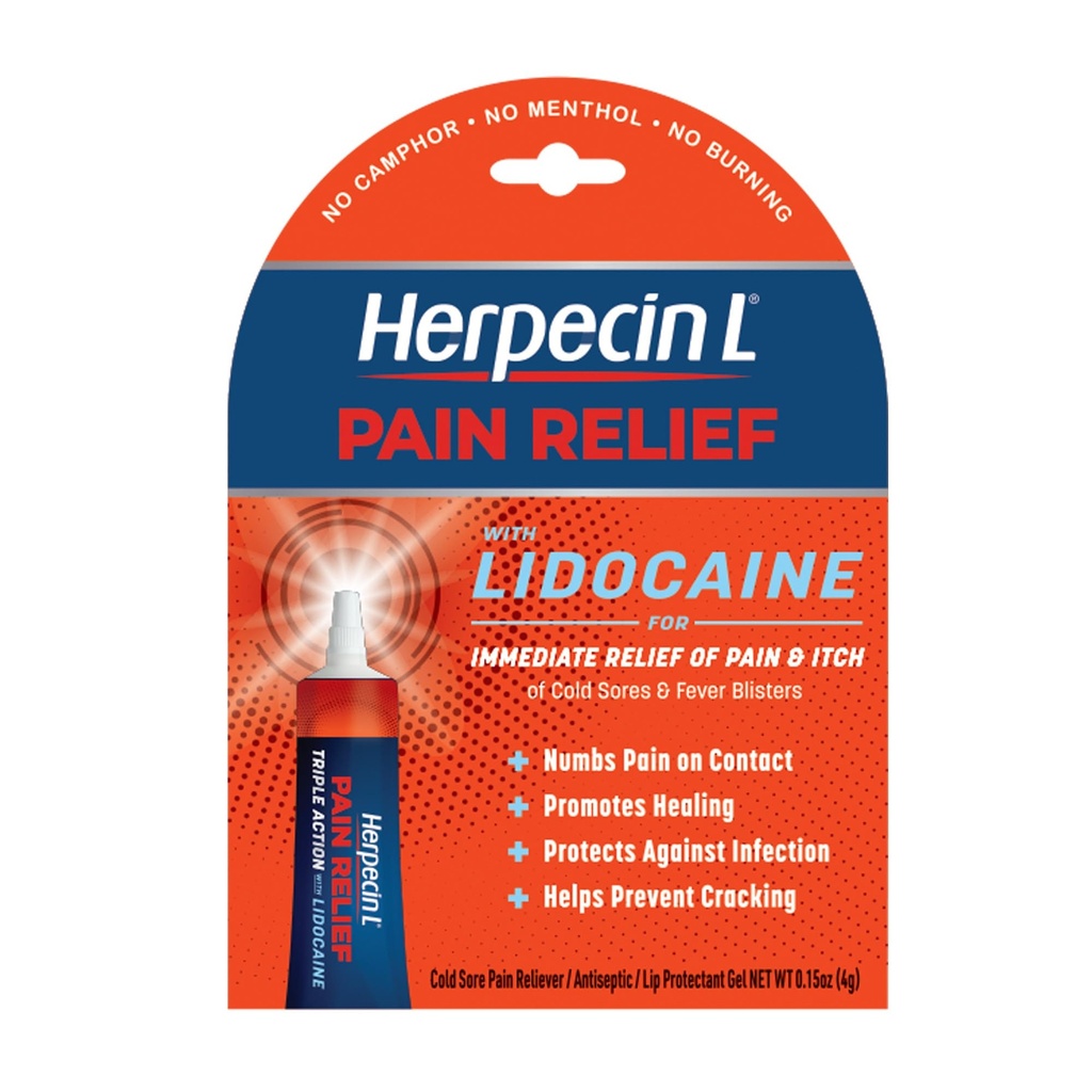Herpecin-L smerterelief Behandling for kalde sår og feberblester, med Lidocain, dømmer smerte og kløe, beskytter mot infeksjon, 0,15 oz