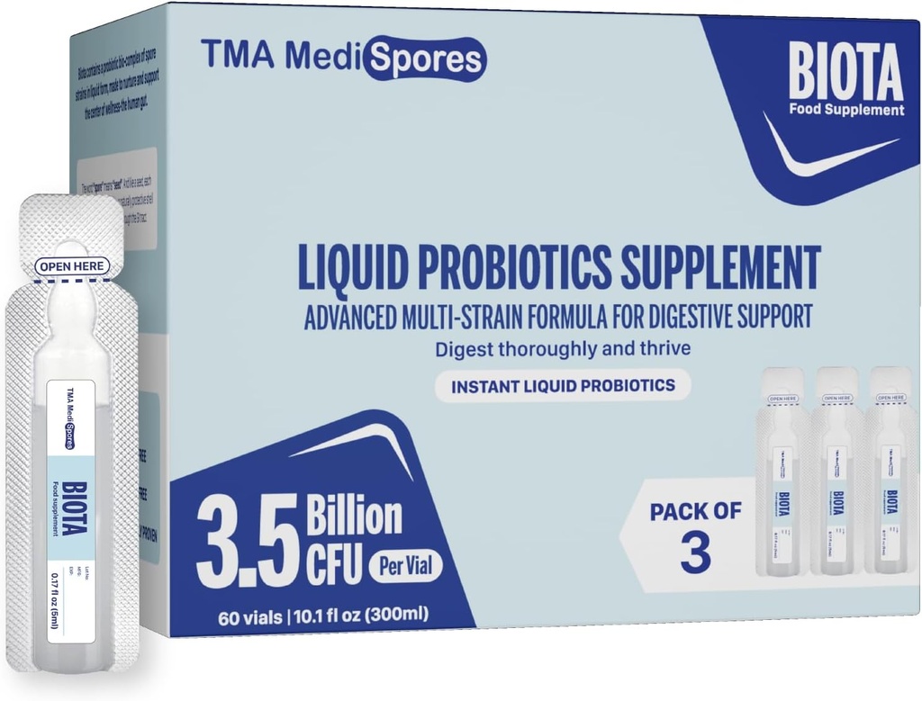 Biota Probiotiske drikker for digestiv helse og immunstøtte,Fast fungerende støtte mage dyspepsi, Digestive daglige probiotika for voksne, barn, gluten, sukkerfri og ikke-GMO, 60 serveringer