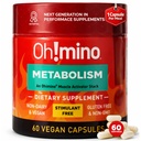Oh!mino metabolisme støtte Supplement for effektiv fett til energi konvertering w/L-Carnitine, Phenylcapsaicin, & Vitamin B3 - Ikke-Jitters, Stimulant-fri, Vegan, Ikke-Dairy Kapsler (60 Serveringer)