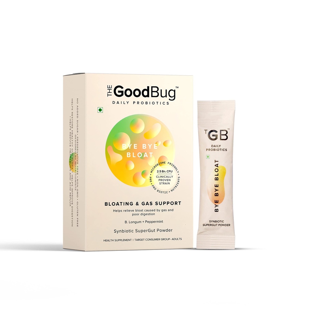 Prebiotiske + Probiotic Gut helse Bleating Relief for menn og kvinner - Hjelper med gass, Bloat & Digestive Helse - Økt immunitet med Peppermint & Inulin, Synbiotic Fiber pulver, 2,5 Bn CFU - 30 dagers pakke