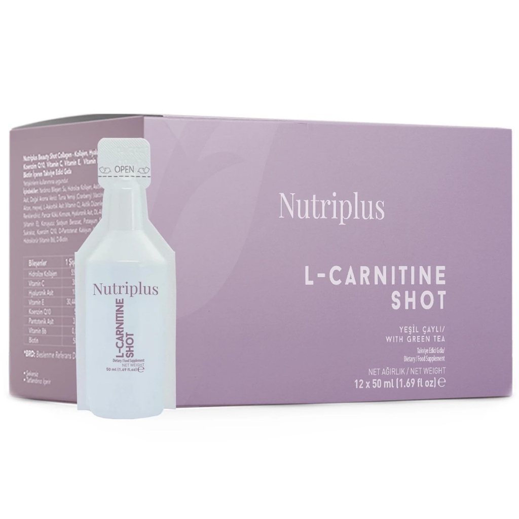 FARMASi Nutriplus Portioned Drink - L-Carnitin, 50ml (12 stk) - Energistøtte, Metabolisme Økning, Forbedrer utholdenhet, Daglig drikke, Kosttilskudd