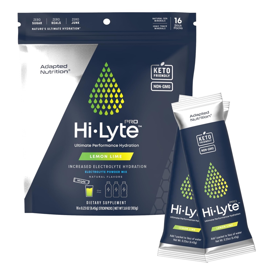 Tilpasset næring Hi-Lytte Pro Hydration Packets - 16 Individuelle drikkepakker | Lemon Lime | Flavored Electrolyte pulver | Sukkerfri, Zero Carb, Zero Calorie