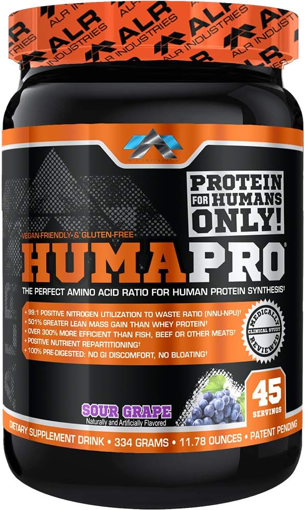 Humapro | Aminosyrer Protein Matrix for mennesker | 99% Utnyttelse for Lean Muscle | Vegan, Glutenfri | 334g / 45 Serveringer (Sour Grape)