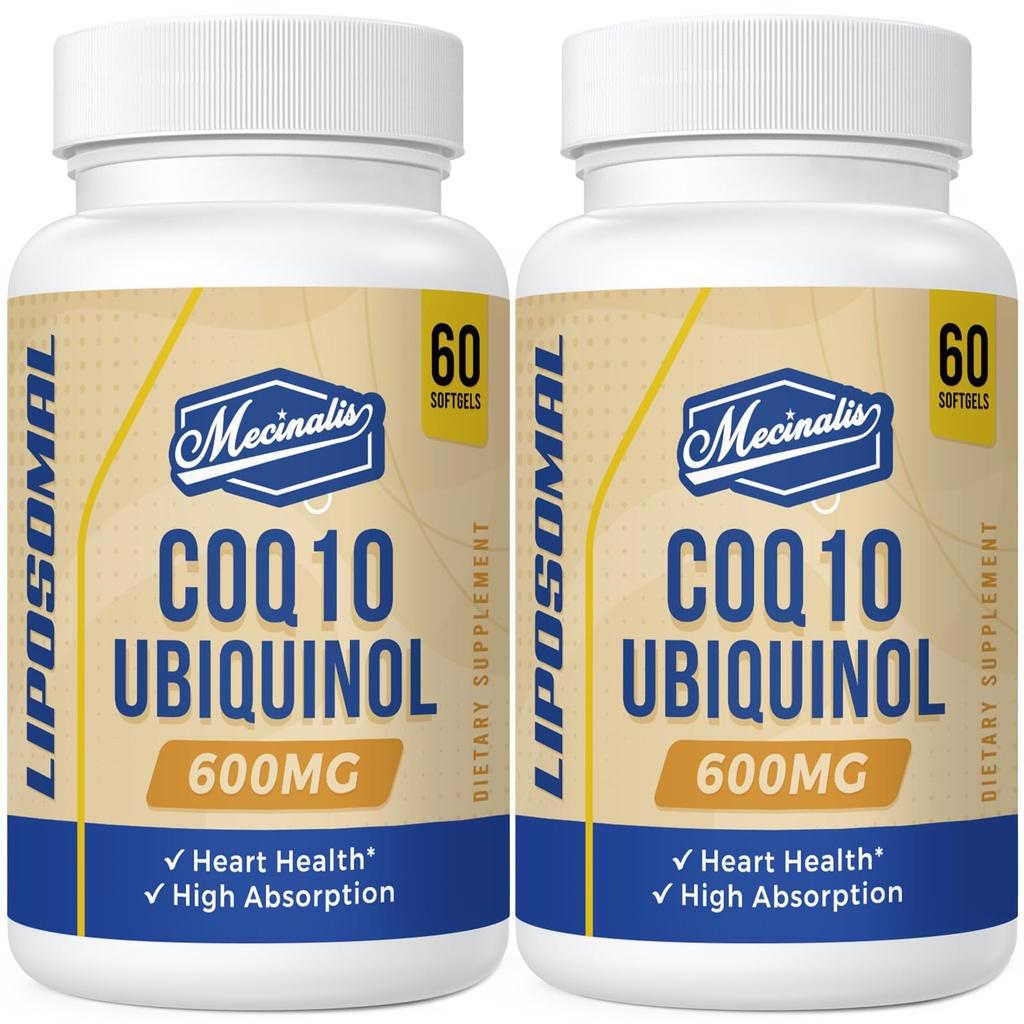 Liposomal CoQ10 Ubiquinol 600mg Softgels | Superior Absorpsjon Ubiquinol CoQ10 Supplement | Kraftig aktiv antioksidant form av coenzym Q10 | hjertefunksjon & energiproduksjon | 120 Softgels