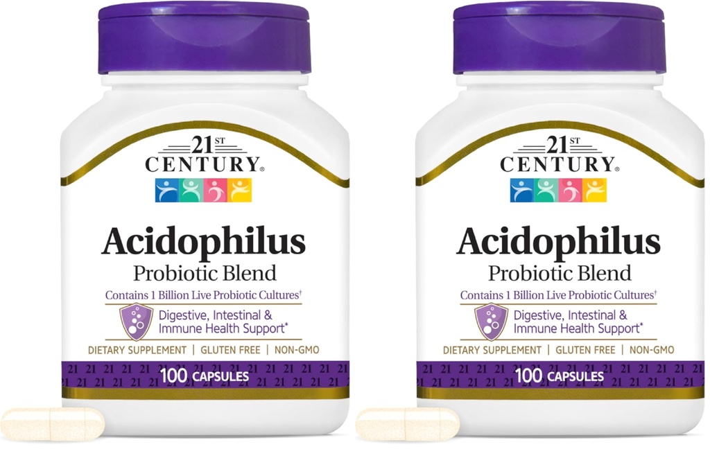 21st Century Acidophilus Kapsler, 100 greve (21339) (pakke på 2)