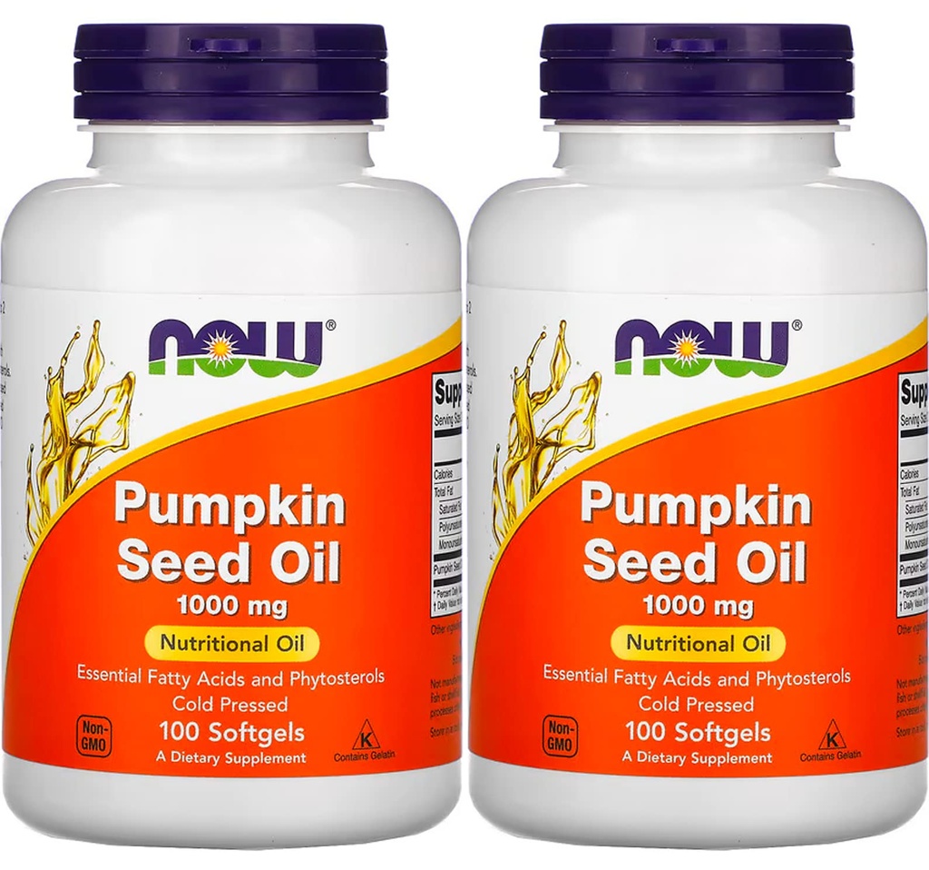 Nå Mat Pumpkin Seed Oil 1000mg Soft-gels, 200-fylke (100X2)