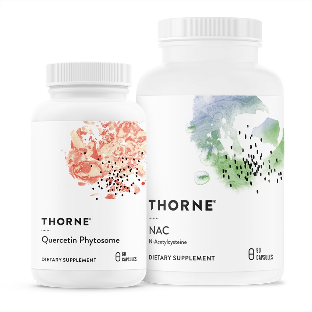 THORNE - Immunstøtte Duo - Quercetin Phytosom & NAC for balansert immun- og åndedrettsvelvære - 30 Services